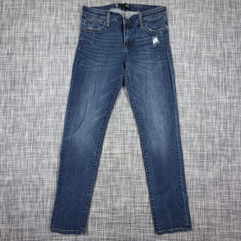 KUT from the Kloth Womens Catherine Boyfriend Jeans Blue Stretch Distressed 4